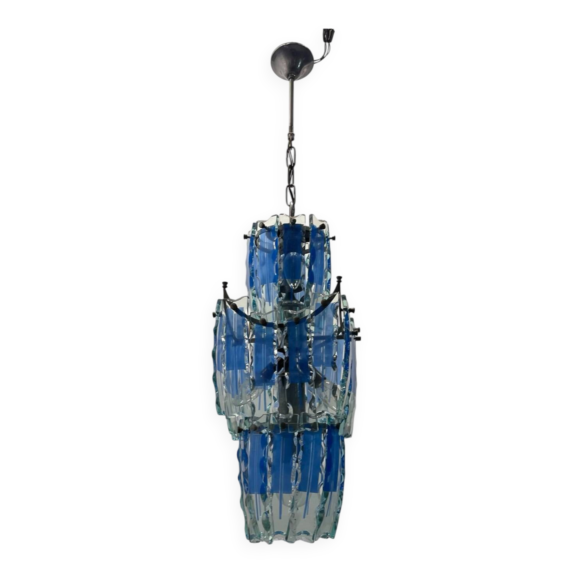 Midcentury Glass Blue Light Pendant 1970’s