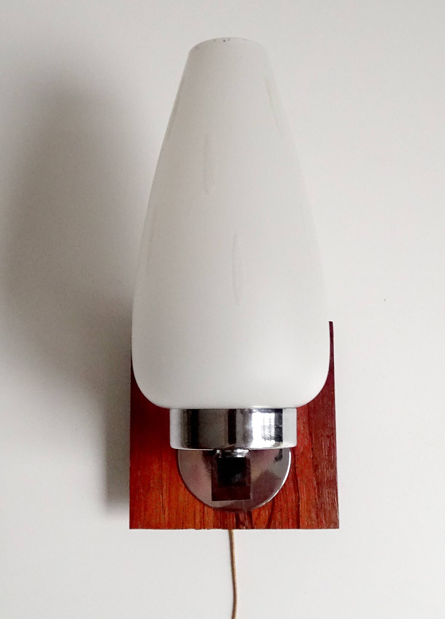 Scandinavian wall light, Glass and teak