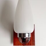 Scandinavian wall light, Glass and teak