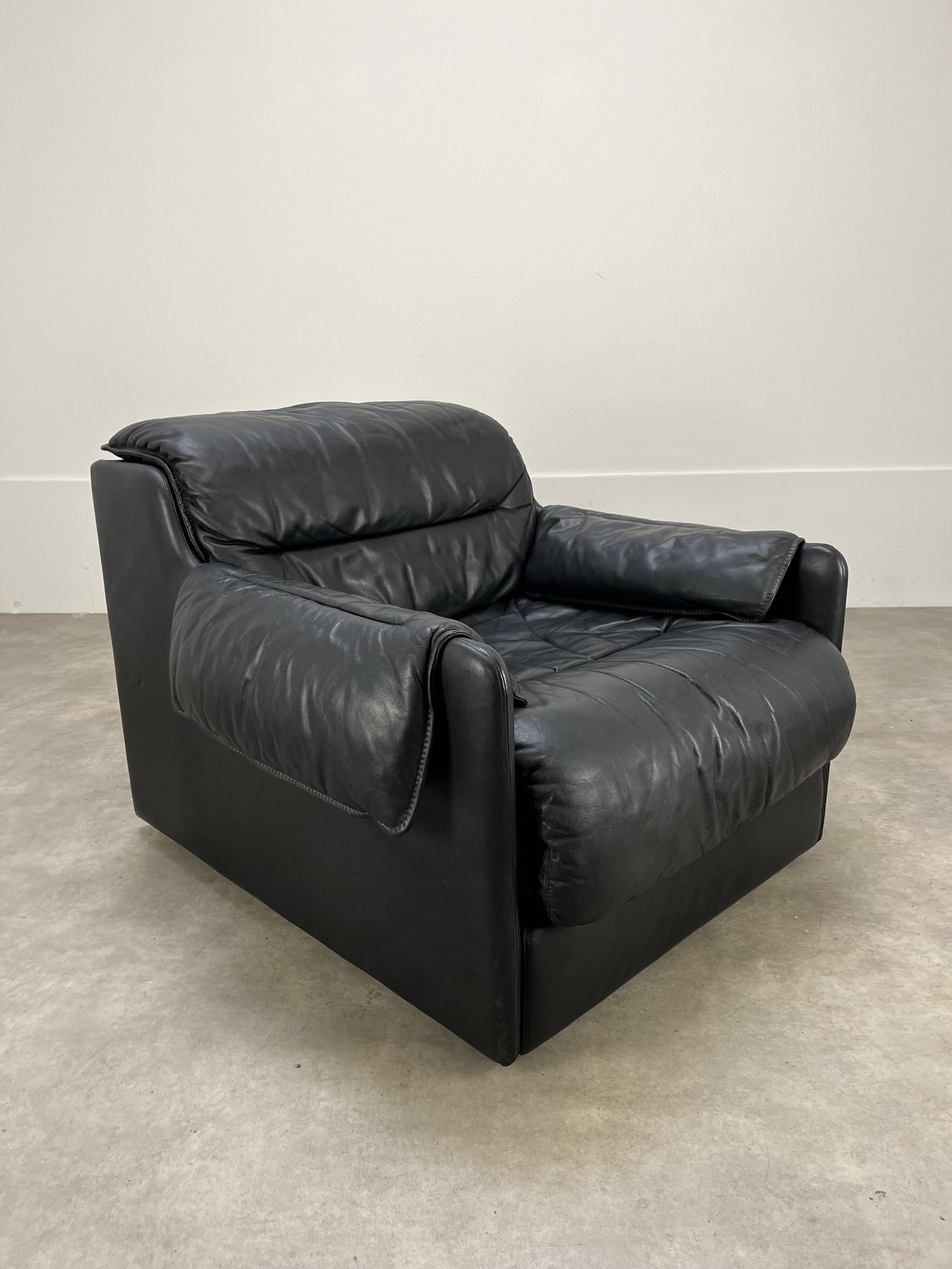 Fauteuil convertible cuir de Dreipunkt, années 70