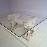 Lion stone pillar coffee table