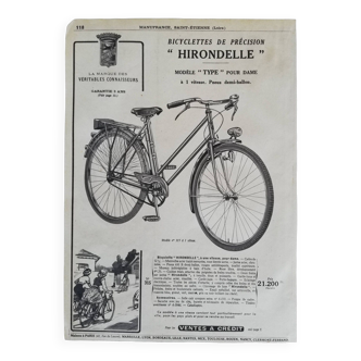 Affiche bicyclette Hirondelle 1953 modèle « type » pour dame
