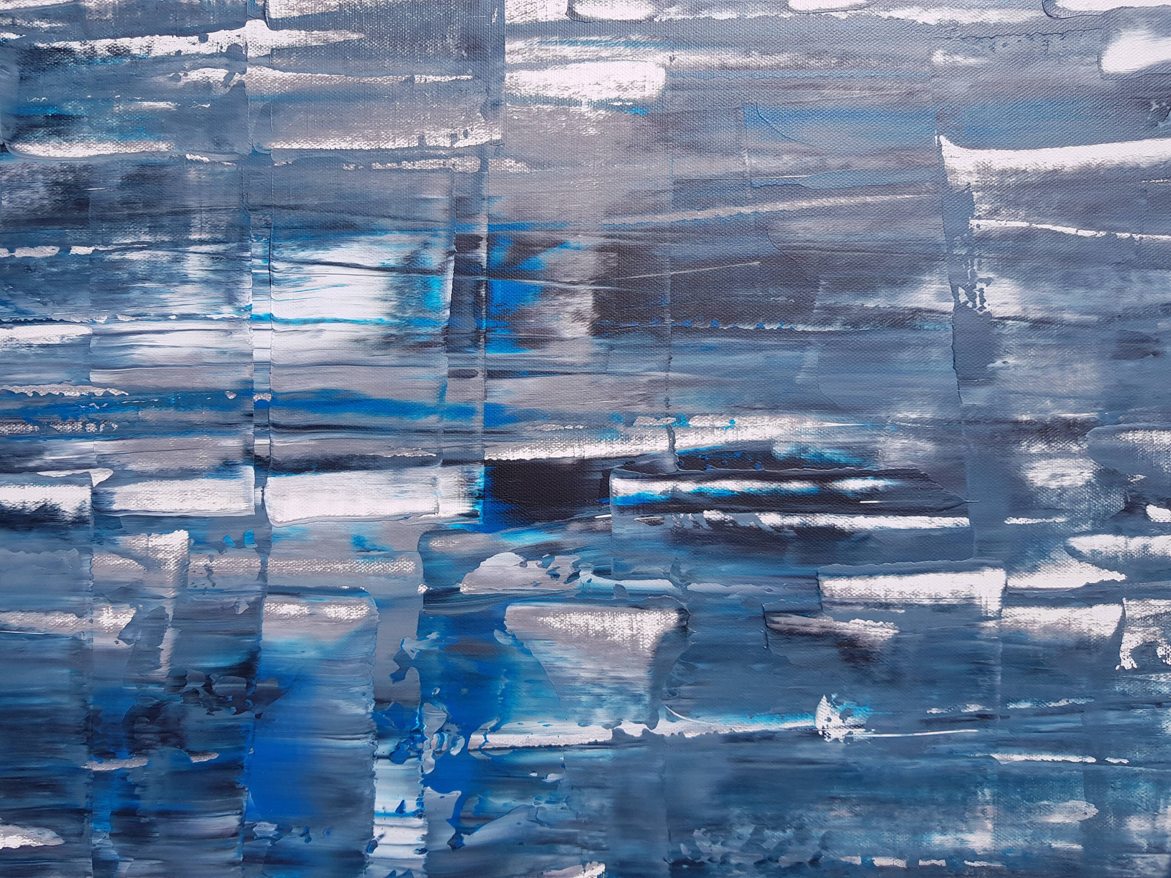 Tableau peinture abstraite "déluge" fait main