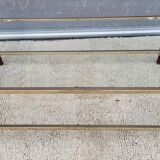 Gold glass coffee table with tobacco-colored legs, 1970s design