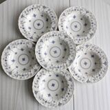 6 Myott plates in English porcelain, blue and white floral pattern