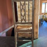 Antique oak straw chairs with high backs