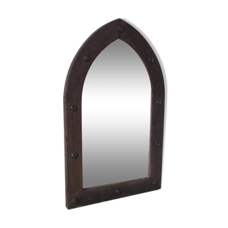Old handcrafted Gothic style wooden mirror