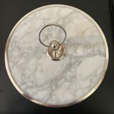 Marble cheese platter and silver metal 1970