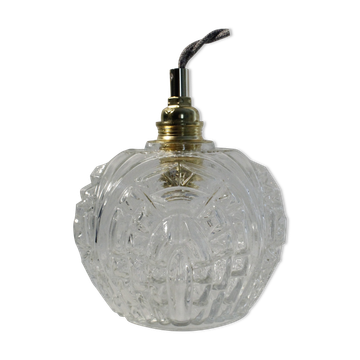 Vintage carved clear glass globe walker