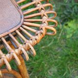 Vintage rattan lounge set 4 armchairs and table