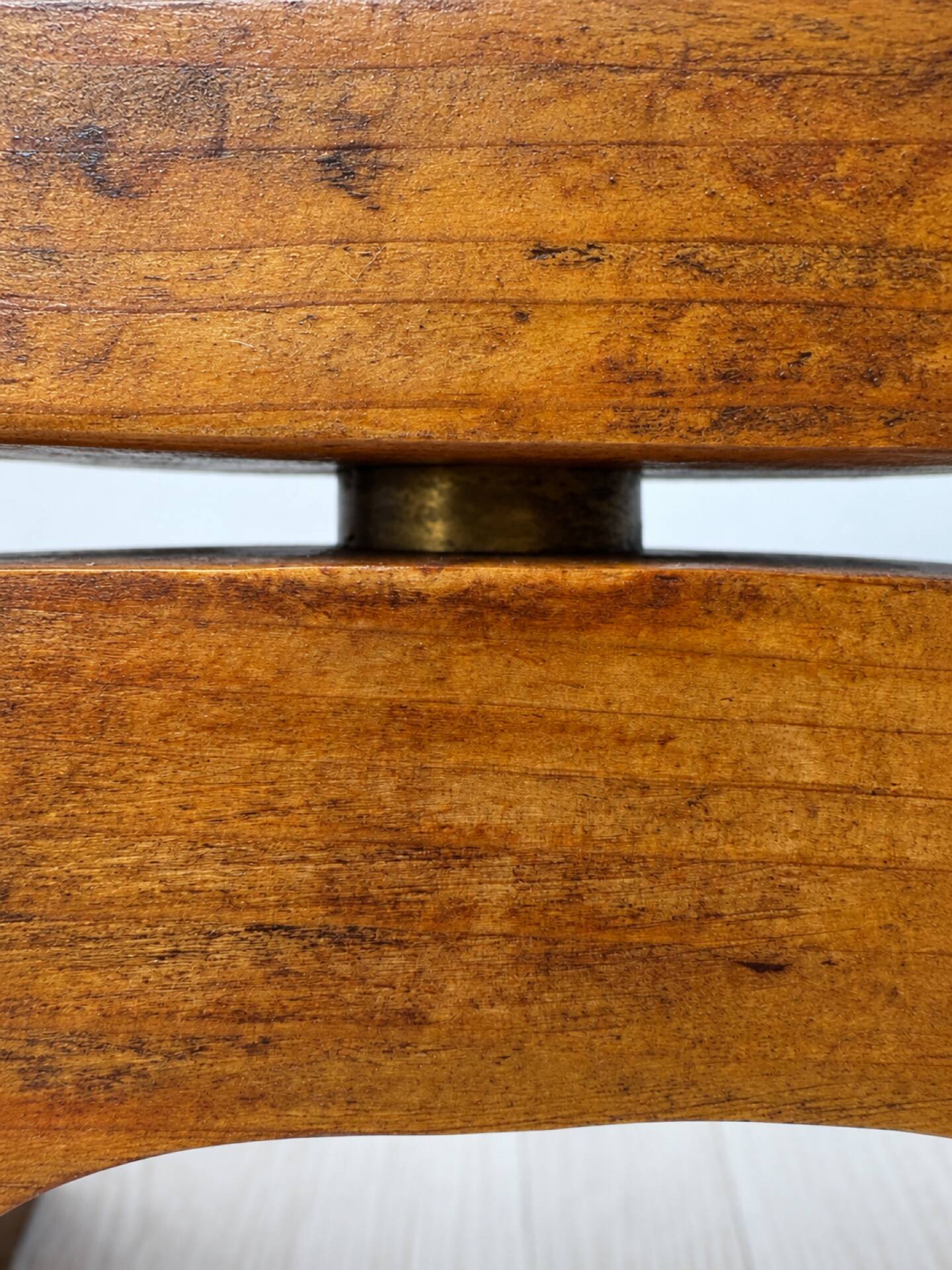 Vintage Art Deco Wooden Candle Holder Mid-Century Sculptural Brass Can