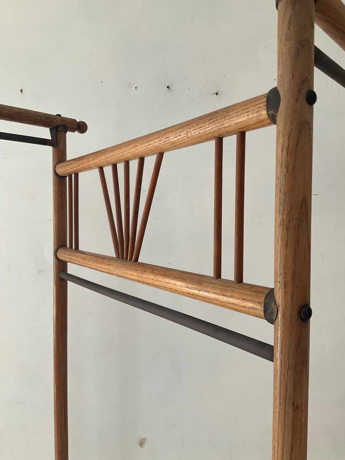 Paravent vintage des années 60 en bois et rotin