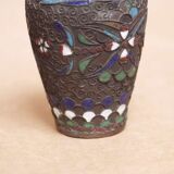 Pair of Japanese vases in bronze and enamel