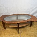 Mid-Century Retro Vintage Teak & Glass Coffee Table 1960  Organic Sculptura