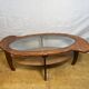 Table basse organique en teck et verre, années 1960