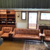 Rare set by JEAN GILLON, TIJUCA salon - 5 pieces - rosewood & leather