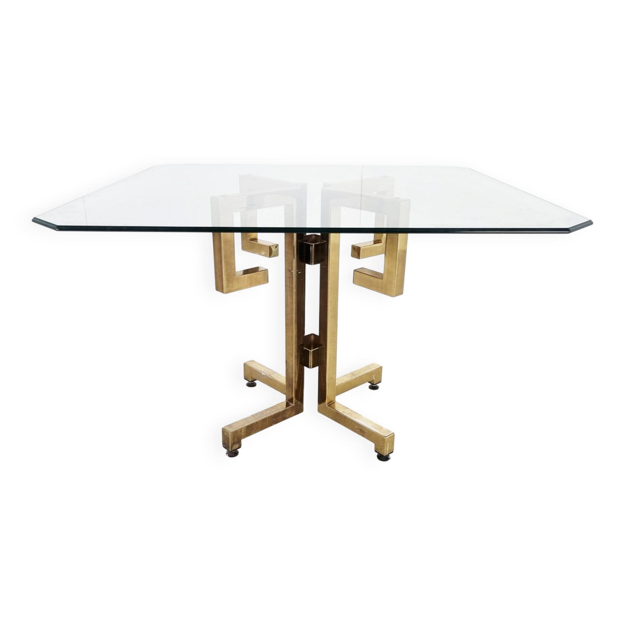 Geometrical brass dining table, 1970s