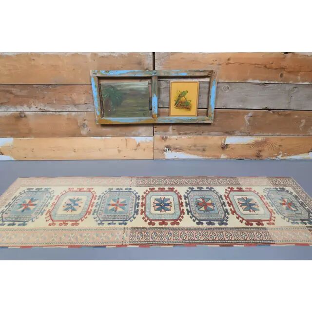 1970s Turkish Oushak Handmade Runner Rug 73x245