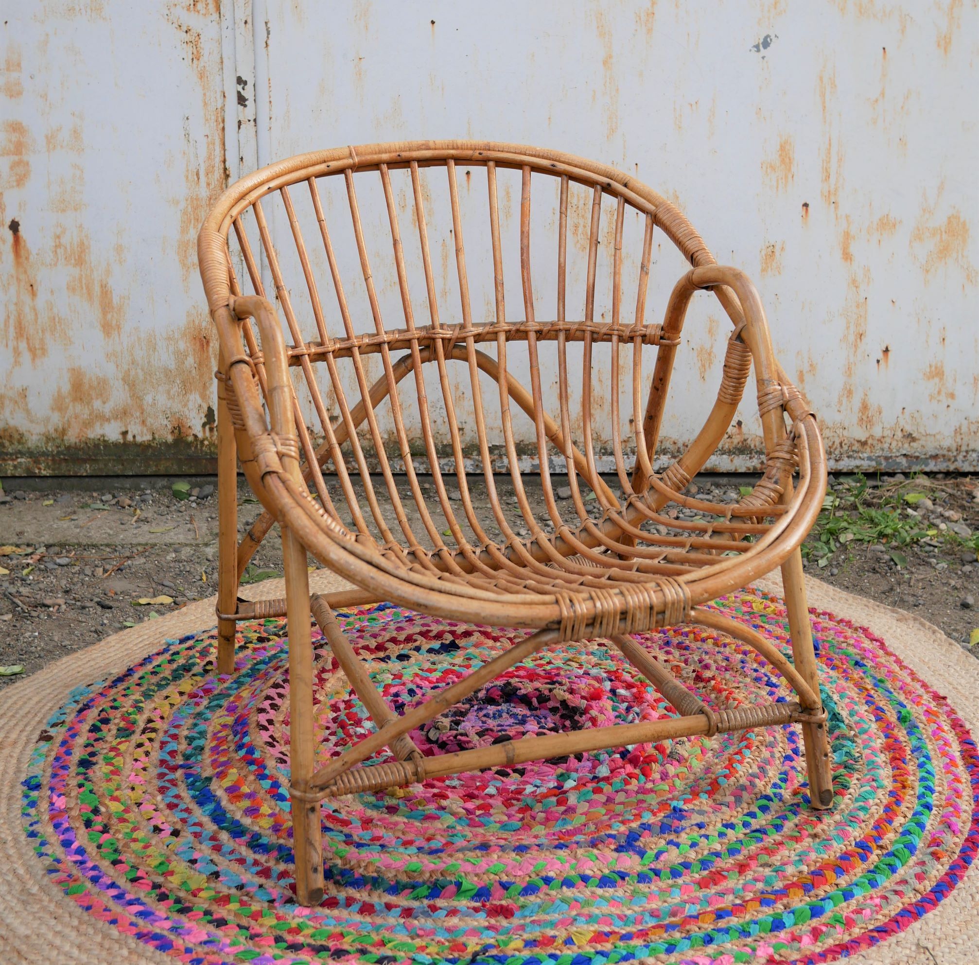 "Shell" vintage armchair rattan