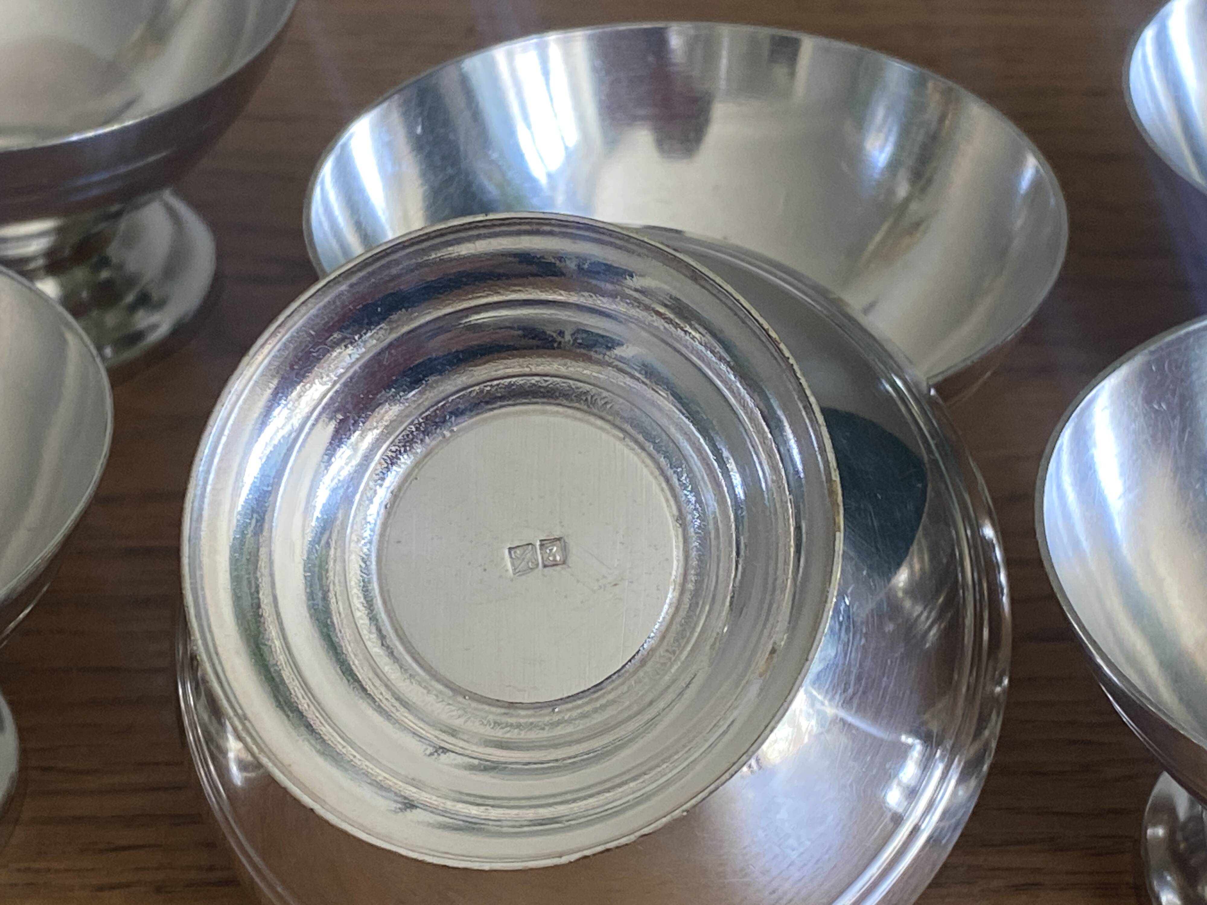 7 silver metal ice cream cups