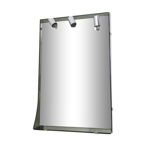 Miroir mural lumineux en verre fumé et chromé par Veca, Italie