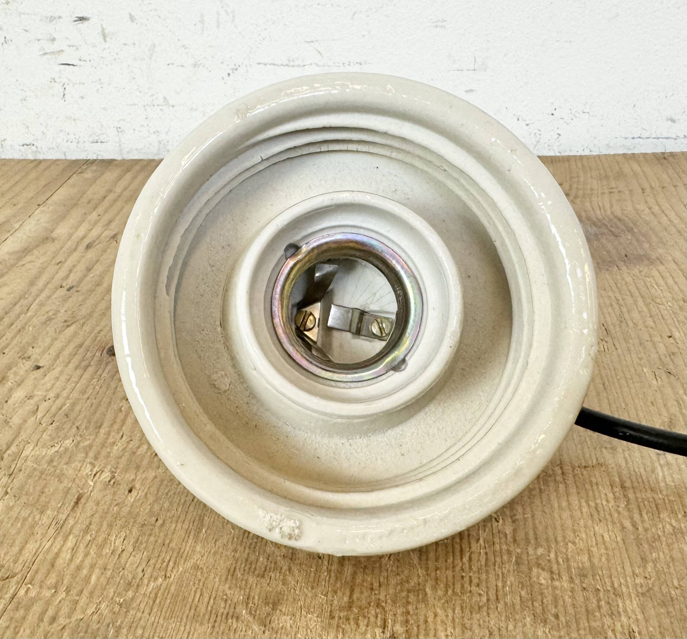 Vintage white porcelain pendant light, 1970s