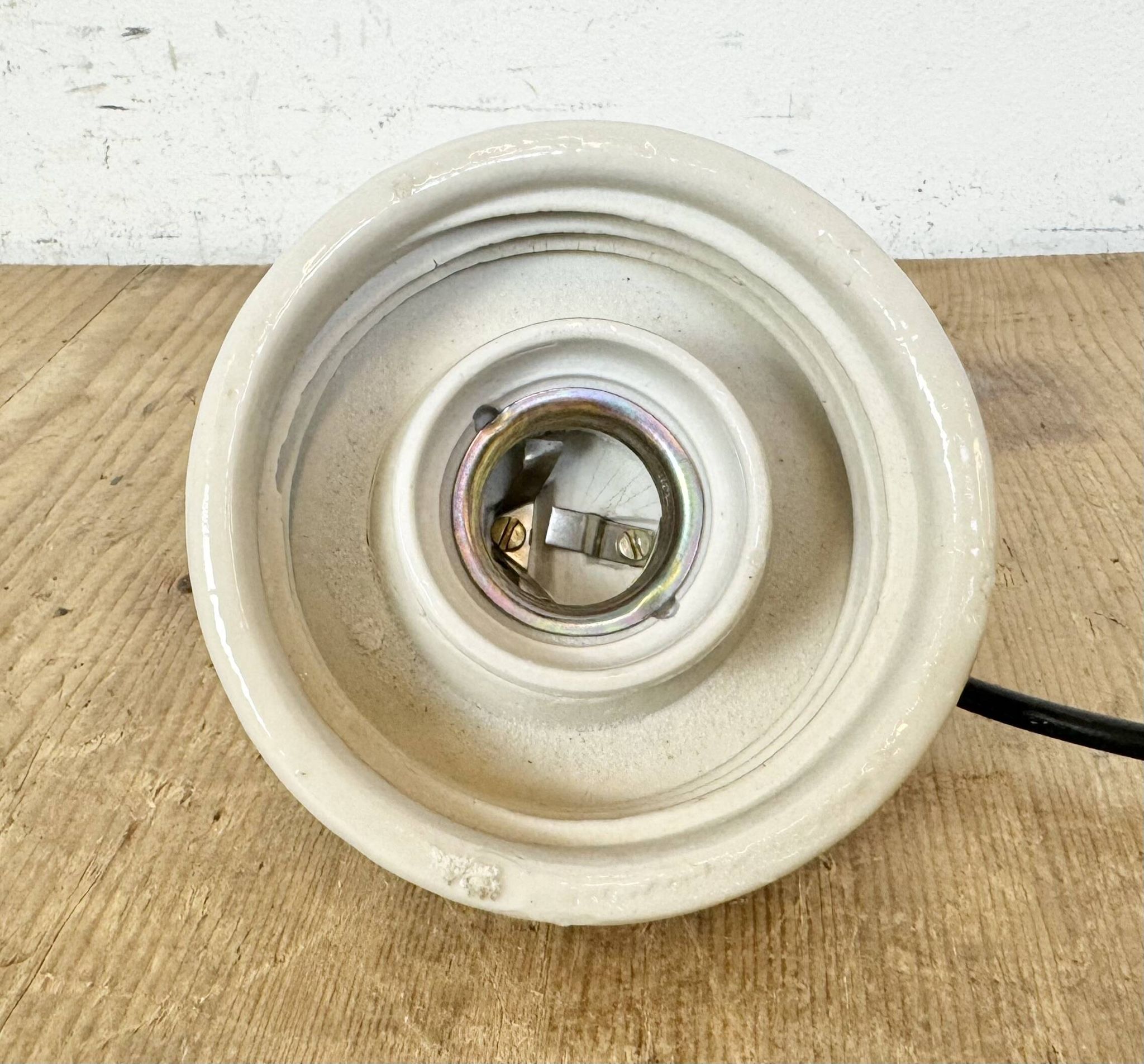 Vintage white porcelain pendant light, 1970s