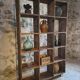 Old industrial shelf / room divider in pine, France, early 20th century