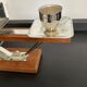 Scandinavian chandelier in teak and chrome metal 70s