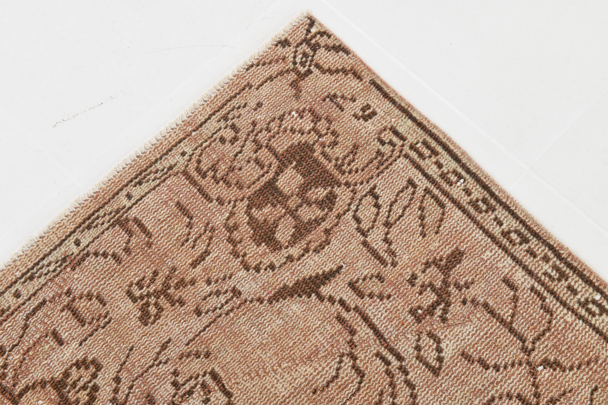 5x9 hand knotted brown vintage tapis rug, 276x160cm