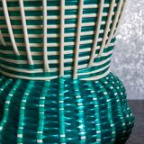 Glass vase and braided scoubidou thread 50s