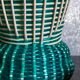 Glass vase and braided scoubidou thread 50s