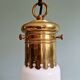 Large bulbous pendant light in white opaline and brass, 1960s.