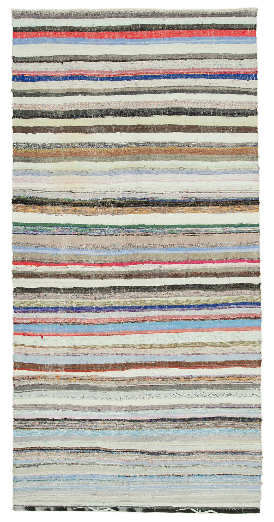 Anatolian handmade bohemian 1970s 156 cm x 319 cm wool kilim