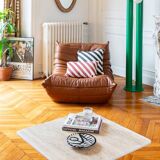 Square travertine table