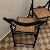 70s rattan cane folding chairs (X2)