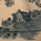 9 dessert plates old chickens, geese and pheasants blue field service Terre de Fer