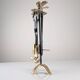 Brutalist iron and brass fireplace set by David Marshall, 1970s