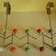 Door hook with 10 hooks-balls, metal and wood, 70s