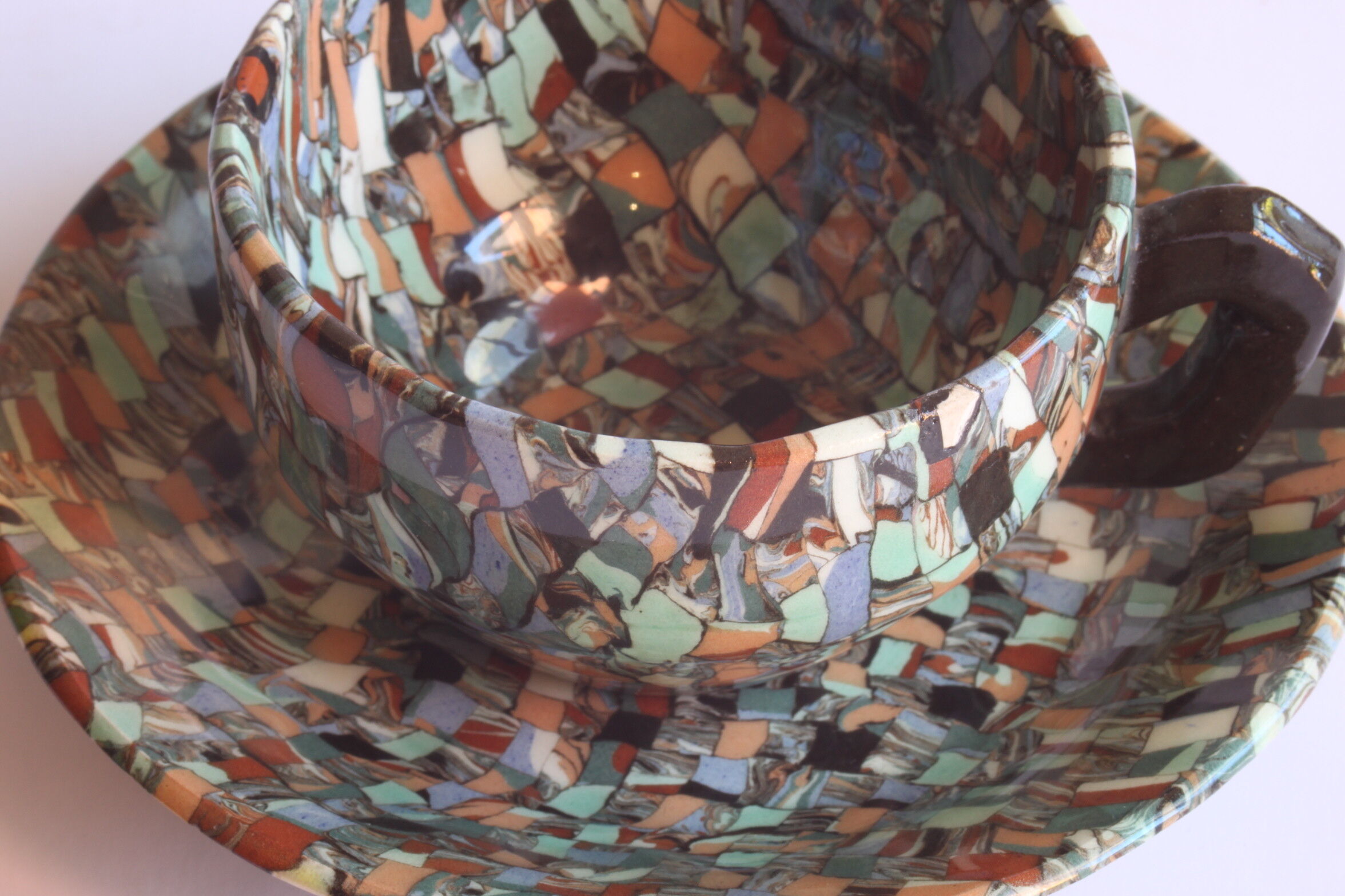 Neriage mosaic tea set by Jean Gerbino, Vallauris.