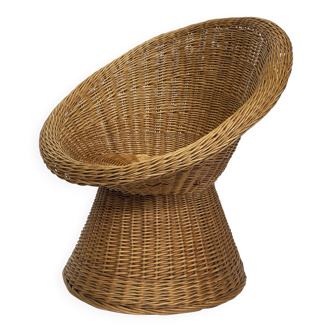 Fauteuil en rotin tressé, années 1960
