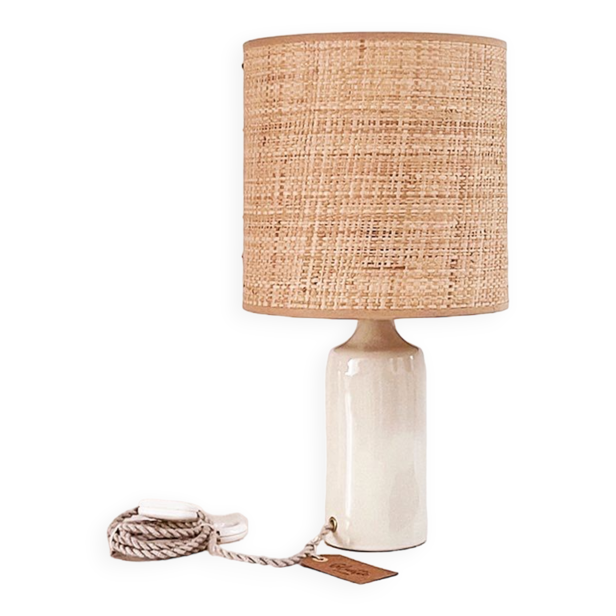 Lampe grès et rabane