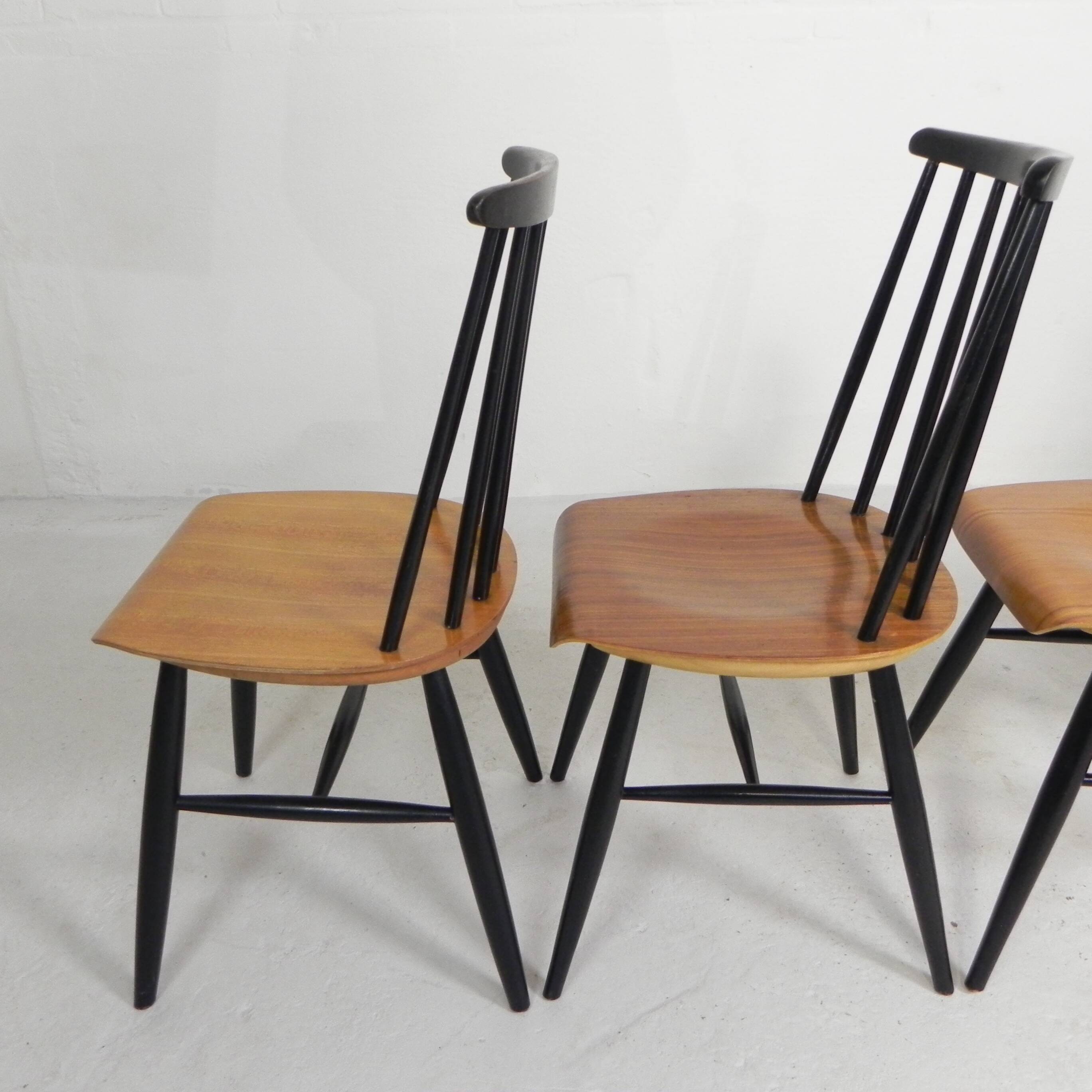 Set of 4 Fanett model slatted chairs, Tapiovaara, 1960s