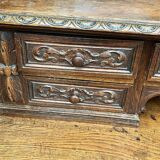 Desk with tiered secret drawer in solid oak Louis XIII