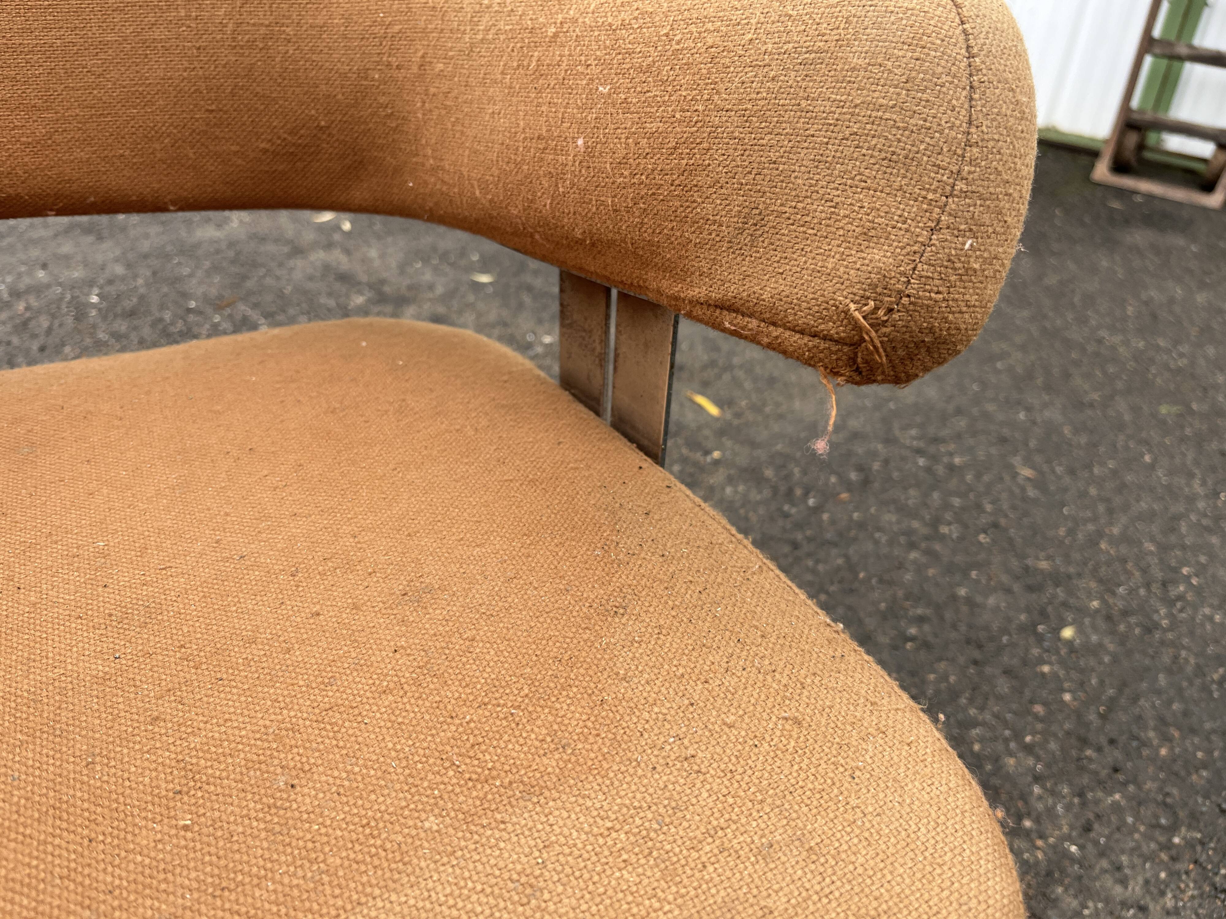Pair of vintage armchairs with metal legs and orange fabric, 1960s-1970s