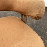 Pair of vintage armchairs with metal legs and orange fabric, 1960s-1970s