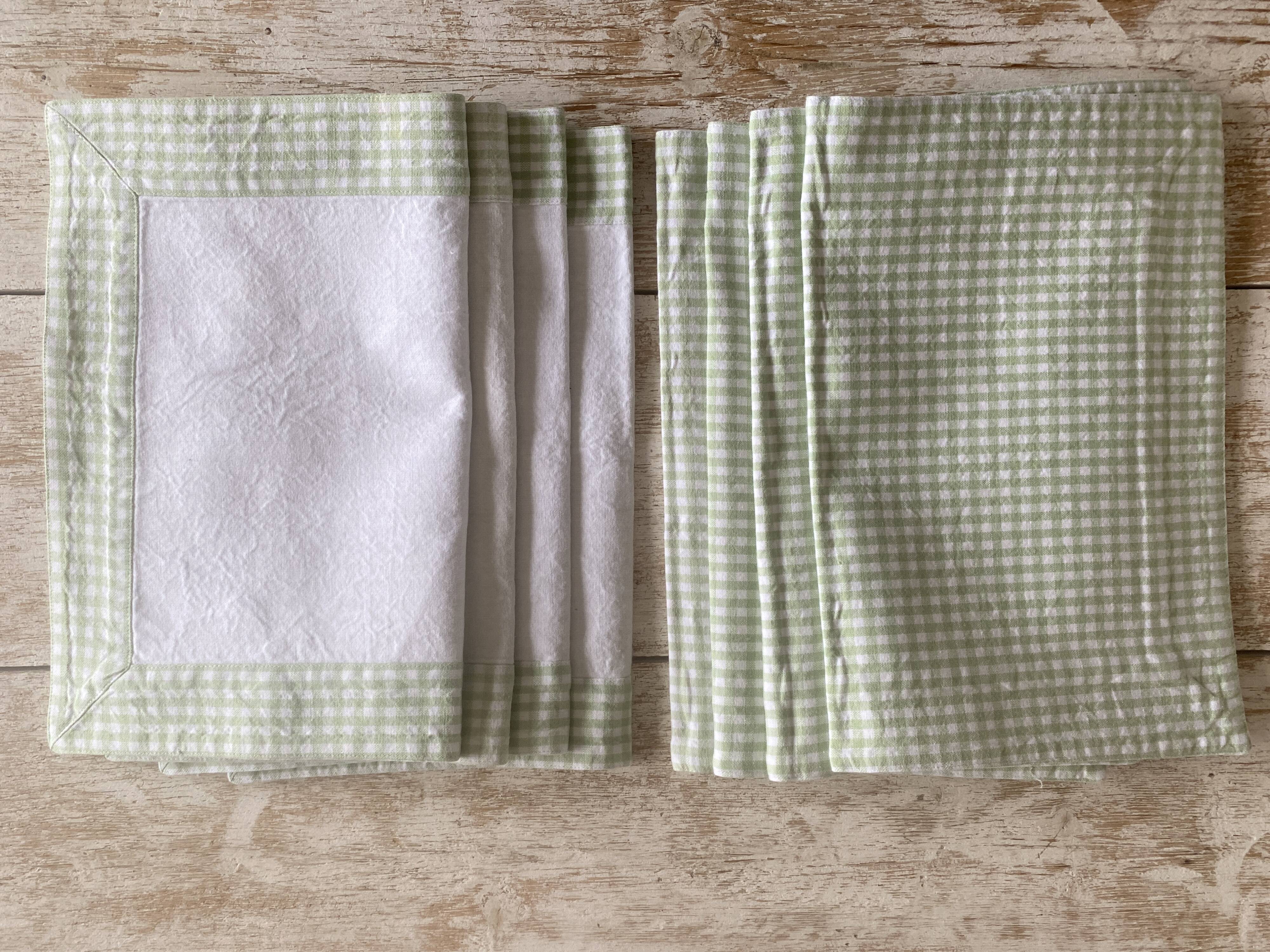 Set of 8 double-sided gingham placemats - 45x35cm - cotton