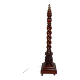 Important Victorian Twisted Column Floor Lamp in Solid Walnut, c. 1900