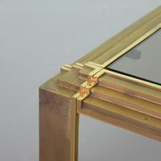 Solid Brass Square Coffee Table after Peter Ghyczy with Smokey Glass Top 70