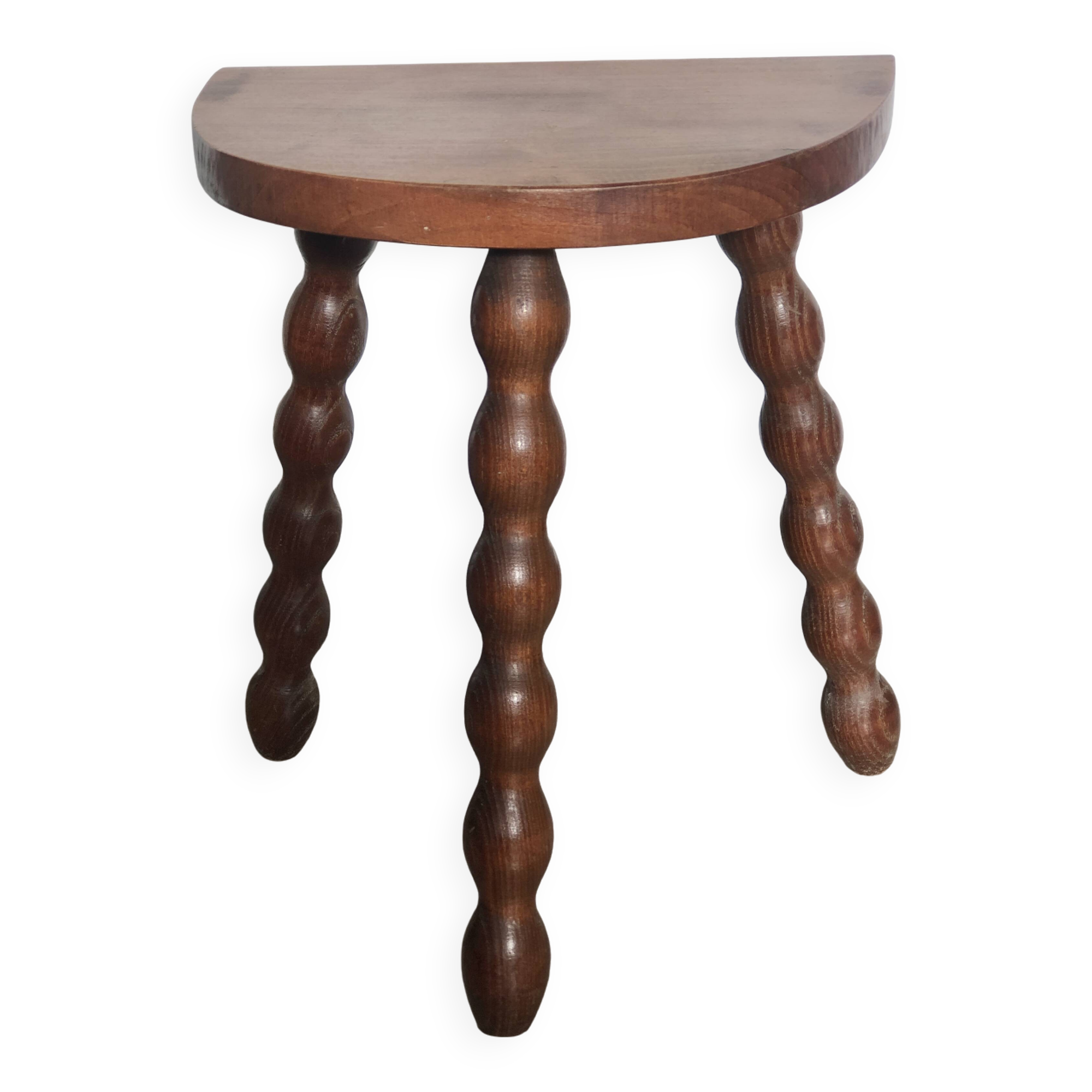 Turned wooden tripod stool
